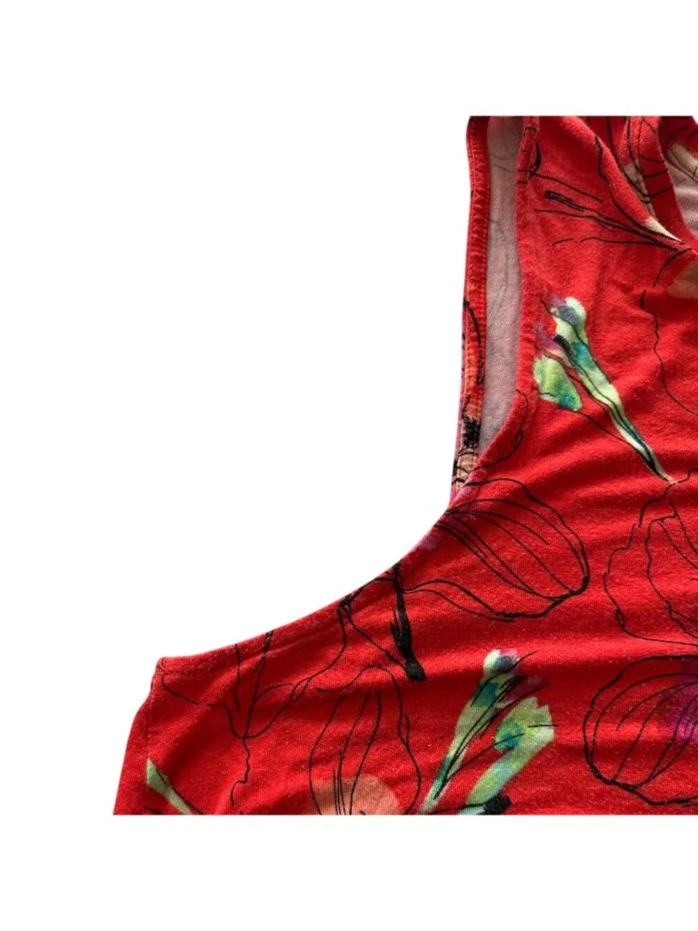 Apt. 9 Essentials Womens Red Tropical Floral Sleeveless V-Neck Tank Top XXL - Picture 6 of 9